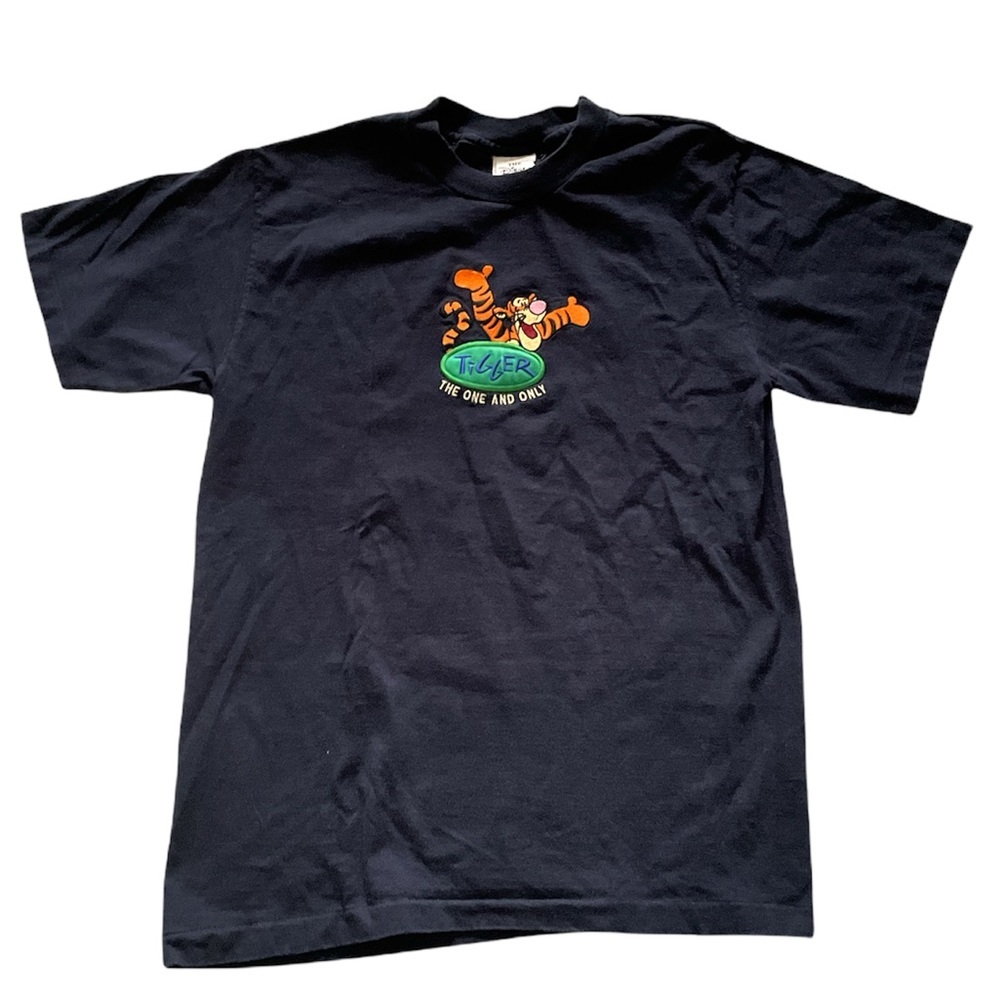 Vintage Tigger Disney Store T-Shirt Blue Made in USA Patch The One And Only Sz M